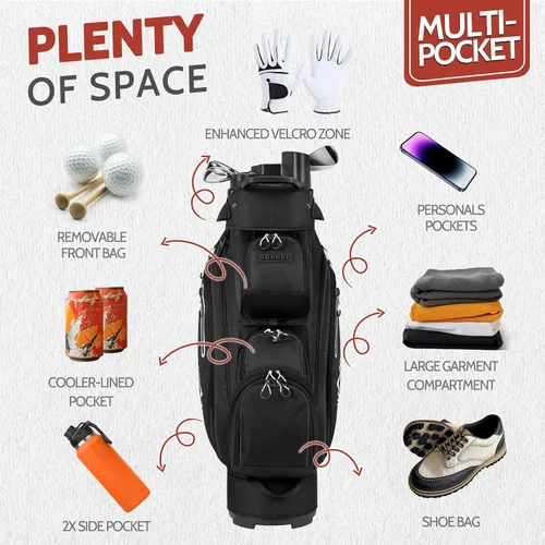 Vista 5 de UNIHIMAL Bolsa de carrito de golf de 14 vías Pro con divisor de longitud completa, bolsa de golf para hombres con asas y cubierta para lluvia