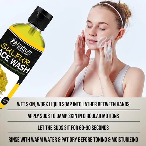 Vista 5 de Lavado facial de azufre para el acné – Limpiador facial de azufre natural para piel grasa, brotes – Mezcla curativa para el cuidado de la piel