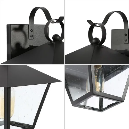 Vista 8 de LALUZ Paquete de 2 lámparas exteriores, luz negra montada en la pared para exteriores, antioxidante, impermeable, lámparas de pared para exteriores