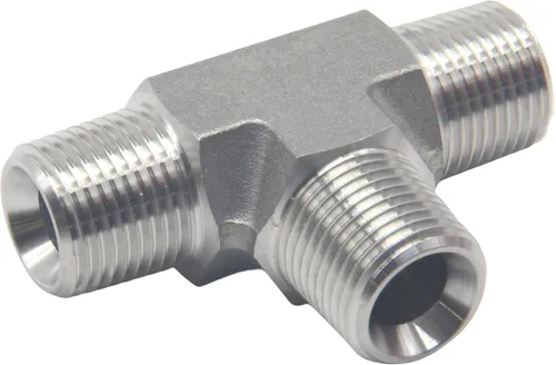 Vista 5 de HFS (R) 304 acero inoxidable forjado tubería calle Tee - macho MNPT 3-Way Tee inoxidable (1/2" macho NPT)