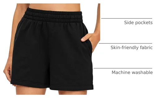 Vista 4 de AUTOMET Pantalones cortos deportivos de cintura alta para mujer con cordón y bolsillos, cómodos pantalones cortos de yoga para correr para verano