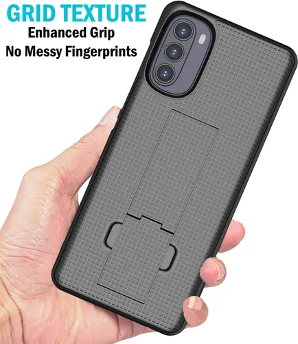 Vista 3 de Combo de funda para Motorola Moto G 5G 2022 Funda de teléfono con clip para cinturón - Negro