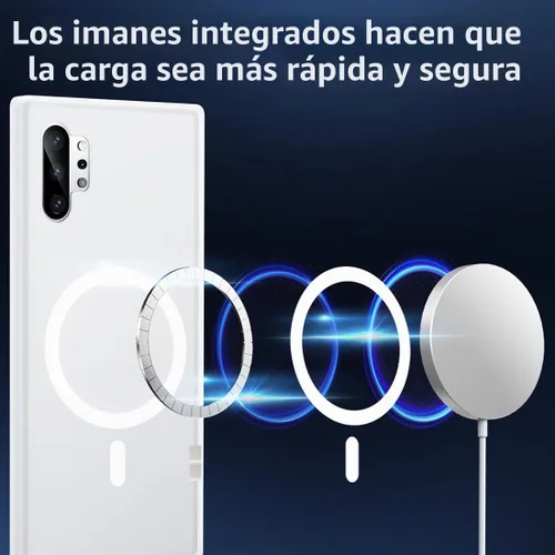 Vista 3 de TIANNIUKE Funda magnética para Samsung Galaxy Note 10 Plus, translúcida mate antihuellas, compatible con MagSafe, ajuste delgado, a prueba de Blanco