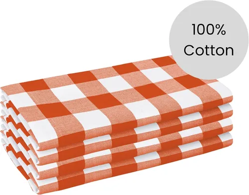 Vista 2 de [Usado] Servilletas de tela Cotton Clinic 100% algodón grandes de 20 x 20 pulgadas, juego de 4, a cuadros de gingam - Servilletas de mesa suaves