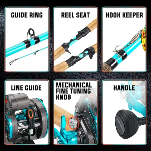 Vista 5 de Sougayilang Inshore Fishing Rod Combo with Line Counter Fishing Reel Suitable for Catfish, Salmon/Steelhead, Striper Bass Fishing