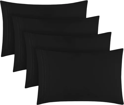 Vista 17 de Mellanni Juego de fundas de almohada, 4 fundas de almohada de la colección Iconic Collection, extra suaves, refrescantes, resistentes a las arrugas