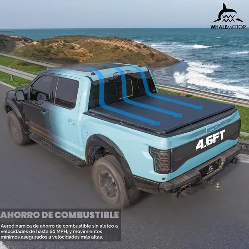 Vista 6 de Funda para tonneau de camioneta de 4.6 pies compatible con Ford Maverick 2022 2023 2024 2025, estilo enrollable y suave