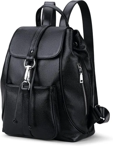Vista 3 de COOLCY Nueva mochila vintage de cuero genuino para mujer