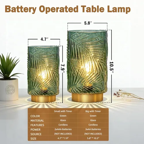 Vista 3 de Lámpara de mesa con pilas, lámparas inalámbricas para decoración del hogar, luz nocturna a pilas con bombilla LED con temporizador, luces