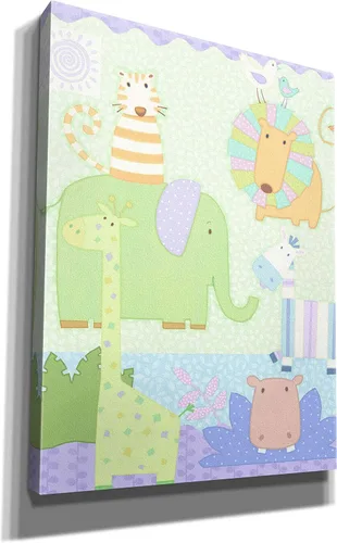 Vista 2 de Epic Graffiti 'Zoo Time 2' por Viv Eisner, lienzo decorativo para pared, 12 x 16 pulgadas