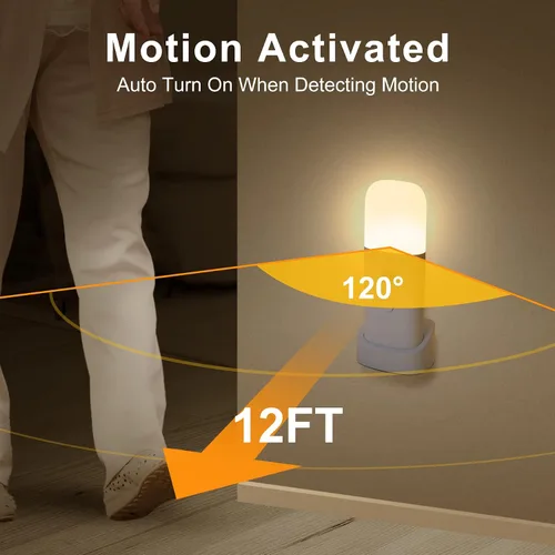Vista 4 de YELKO Luces Nocturnas con Sensor de Movimiento, Luces Nocturnas Recargables a Pilas, Lámpara de Mesa Regulable con 5 Niveles de Brillo Ajustable