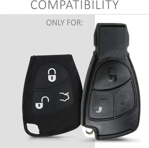 Vista 6 de kwmobile Funda de silicona para llavero compatible con llave de automóvil Mercedes-Benz de 2 a 3 botones
