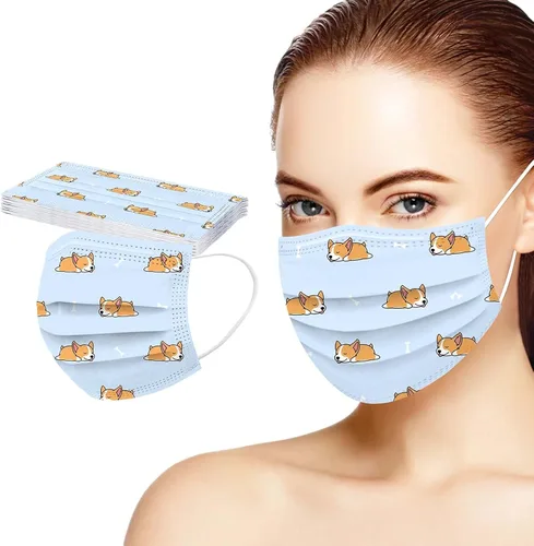 Vista 9 de 50 máscaras desechables para adultos, gatos, gatitos, antipolvo, cuidado de la piel, para vacaciones, máscara facial con estampado de cachorro