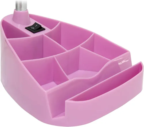 Vista 6 de Simple Designs LD1067-PNK Lámpara de escritorio compartimentada con soporte para iPhone/iPad/Tablet, cuello de cisne flexible, para oficina, sala