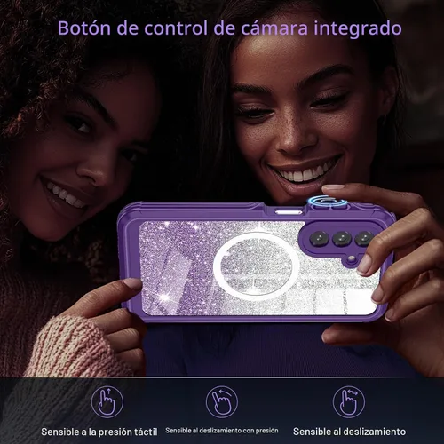 Vista 8 de Hekodonk Funda magnética para Galaxy A17 5G, [compatible con Magsafe] [Protector de pantalla de vidrio templado integrado] [tarjeta con purpurina]