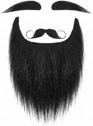 Vista 7 de Mustaches Fake Facial Hair Set, Beard, Eyebrows, Self-Adhesive Negro