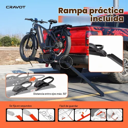 Vista 6 de CRAVOT CyberRack E1 - Portabicicletas eléctricas, capacidad de 100 libras, plegable, para enganche de remolque, portabicicletas eléctricas pesadas