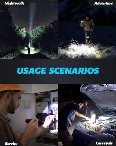 Vista 6 de Bigcheck Linterna LED súper brillante recargable IP67 impermeable