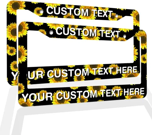 Vista 4 de Marcos de Matrícula con Cualquier Texto - Marco de Placa con Tu Mensaje Personalizado, Marco de Matrícula Personalizado con Nombre, Monograma, Logo