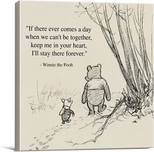 Vista 17 de Arte de pared clásico con cita de Winnie the Pooh, retro, Any Day Spent With You is My Favorite Day Sayings, lienzo, cuadros enmarcados, letrero