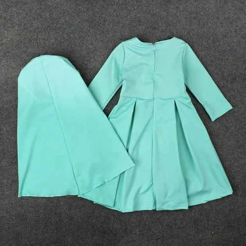 Vista 5 de Vestido de ropa para niña pequeña musulmana, traje de Ramadán tradicional Abaya Dubai para niñas que van a casa