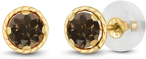 Vista 63 de Gem Stone King Aretes redondos de oro amarillo de 14 quilates con piedra natal Redondos de 0.157 in Aretes de oro para mujeres y hombres