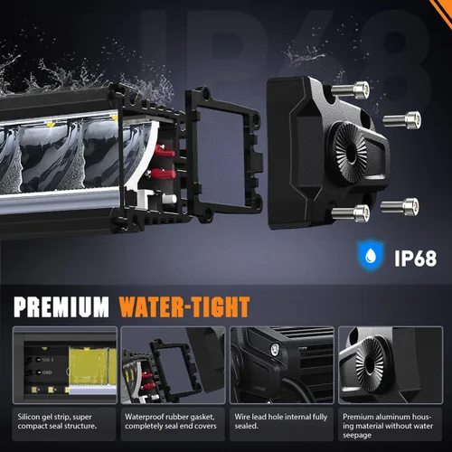 Vista 6 de Nilight Barra de luz LED con DRL ámbar 2 PCS 15 W 5.3 pulgadas fila única 1680 LM anti-reflejo punto todoterreno luces de conducción delgadas IP68