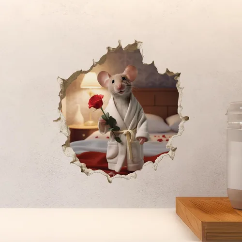 Vista 5 de Calcomanía de pared 3D con agujero de ratón para regalo del día de San Valentín
