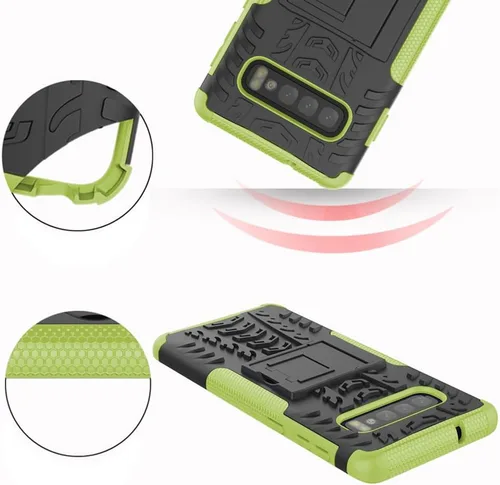 Vista 7 de Asuwish Funda de teléfono para Samsung Galaxy S10 con protector de pantalla de vidrio templado y soporte delgado, híbrida, resistente, funda Verde