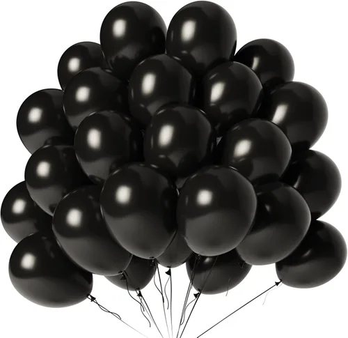 Vista 16 de Globos rojos y negros, paquete de 100 unidades, 12 pulgadas A1-rojo negro