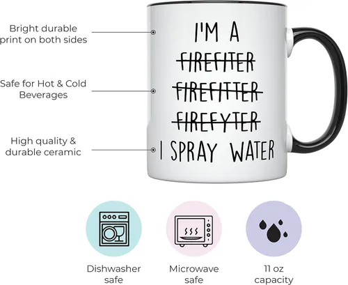 Vista 2 de YouNique Designs Taza de bombero, 11 onzas, regalos de bombero para hombres y mujeres, divertida taza de bombero, regalo de broma de graduación