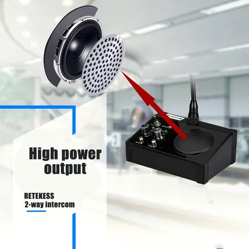 Vista 5 de Retekess TW106 Intercomunicador de ventana, sistema de intercomunicación para empresas para negocios, escuela, hospital, tienda, altavoz, soporte