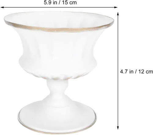 Vista 6 de PRETYZOOM Maceta pequeña de urna, florero de cerámica blanca para centro de mesa, arreglo floral blanco, decoración de mesa de boda