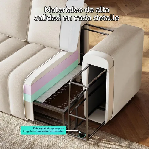 Vista 4 de LINSY HOME Juego de Sofá Moderno para Sala de Estar, Juegos de Sofá Seccional Modular con Tela Elástica Anti Gatos y Marco de Metal, Cómodo Sofá