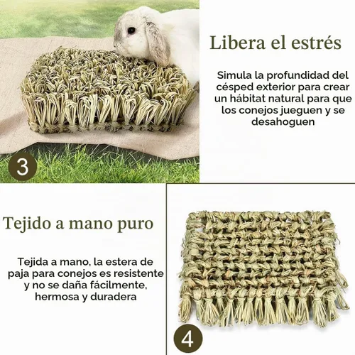 Vista 4 de Hamiledyi Tapete de forrajero tejido natural de conejo, conejillo de indias, juguete de enriquecimiento para raspar para erizo de ardilla Chinchilla
