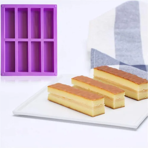 Vista 4 de Palksky (2 piezas) Barra rectangular de granola de 8 cavidades, molde de silicona, moldes de barra de nutrición/cereales, barra de energía