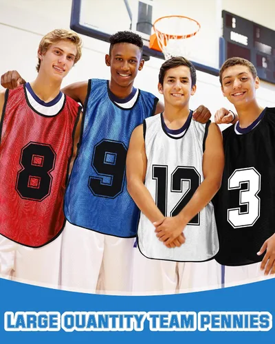 Vista 6 de Suhine 48 piezas de Penny de fútbol para deportes, varios colores, chalecos de fútbol Scrimmage Team Practice Jersey para adultos y niños