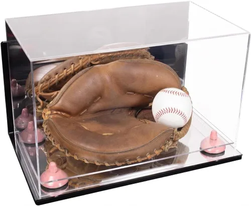 Vista 157 de Better Display Cases Vitrina de guantes de béisbol de acrílico transparente con elevadores negros (A011/V16)