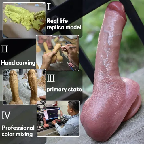 Vista 5 de Reproduction Consolador real hecho a mano, consolador realista de 8.26 pulgadas con ventosa, pene realista. Juguete sexual flexible para adultos