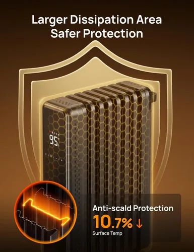 Vista 5 de DREO Calentador de radiador, calentador de radiador lleno de aceite con 8 protecciones de seguridad para uso en interiores, calentadores eléctricos