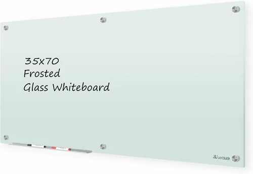 Vista 22 de J&J worldwide Pizarra blanca de vidrio magnético negro de 47 x 35 pulgadas, sin marco, de vidrio templado, borrado en seco, para montaje en pared
