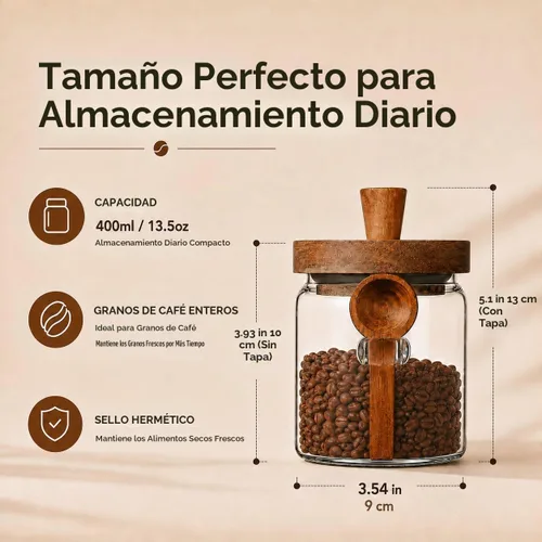 Vista 2 de ANSQU Tarro de vidrio con cuchara, tarro de café de 13.5 oz
