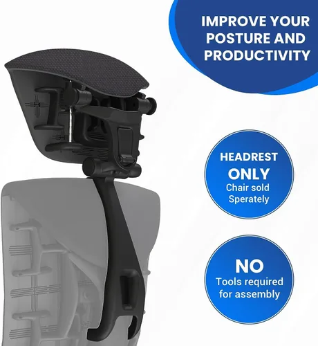 Vista 6 de Embody - Silla ergonómica de oficina con brazos totalmente ajustables con reposacabezas a juego (marco negro de equilibrio negro)