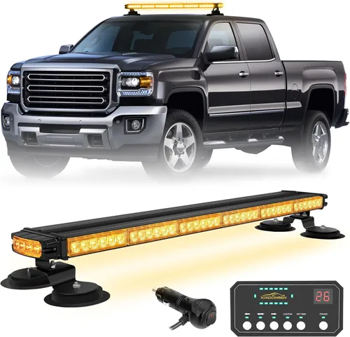 Vista 9 de XRIDONSEN 28.4 "80 LED techo barra de luz estroboscópica luces magnéticas Ámbar/Verde