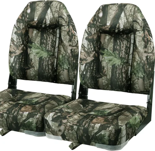 Vista 10 de Seamander - Paquete de 2 asientos de barco de 19 pulgadas de alto, asientos plegables para barco Wooldland Leaf Camo Tornillos de acero