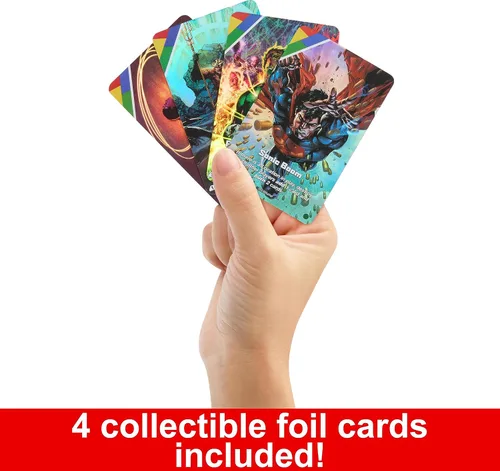 Vista 4 de Mattel Games UNO Ultimate DC - Juego de cartas para niños, fanáticos, adultos y noche familiar con 4 barajas de personajes, 4 cartas coleccionables