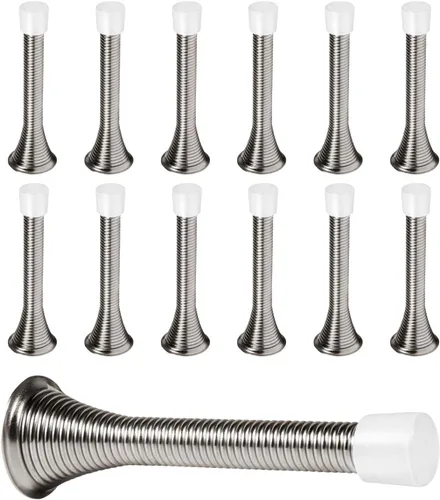 Vista 14 de KISEER - Paquete de 12 topes de puerta de resorte de 3 1/4 pulgadas, tapón de puerta de resorte flexible resistente con puntas de parachoques