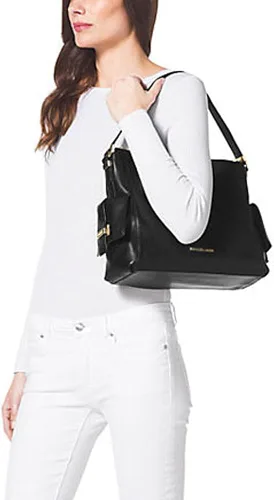 Vista 3 de Michael Kors Marly Bolso De Hombro De Cuero Grande - Negro