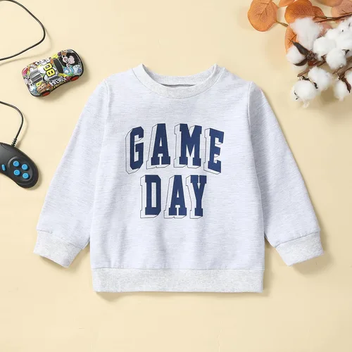 Vista 3 de Dcohmch Sudadera de manga larga con estampado de letras de rugby para bebé, ropa de otoño para niño y niña, Gris