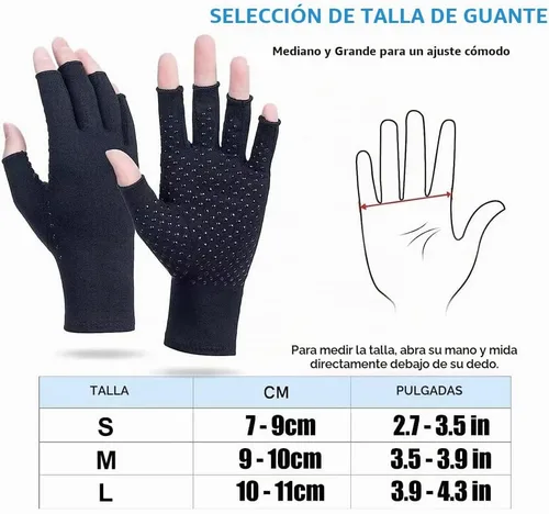 Vista 2 de Guantes de compresión elásticos sin dedos para aliviar el dolor de manos con pantalla táctil, guantes de compresión de medio dedo, guantes